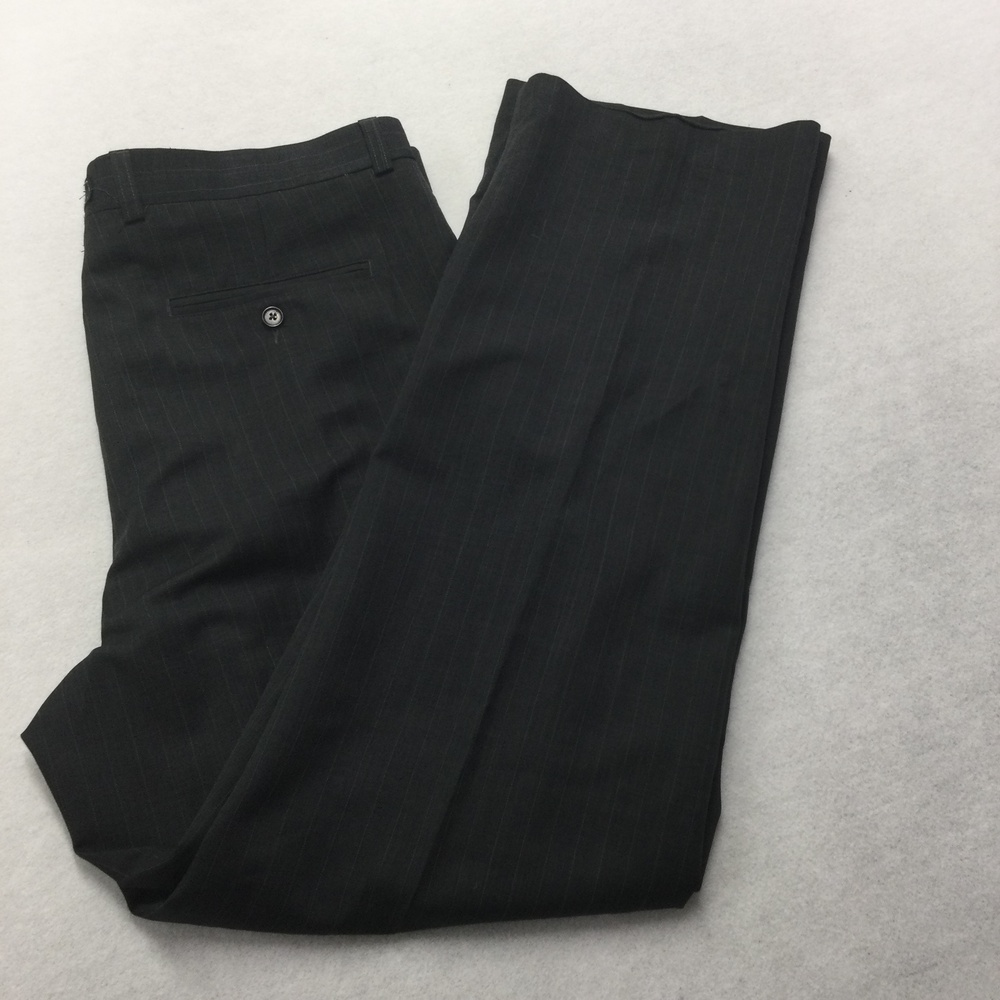 Michael Brandon Pants Mens 38x32 Gray Pinstripe Microfiber Flat Front Dress